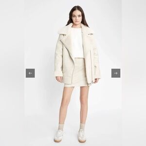 Pretty Little Thing Aviator Women Winter Faux Leather Fur Jacket, Size 4